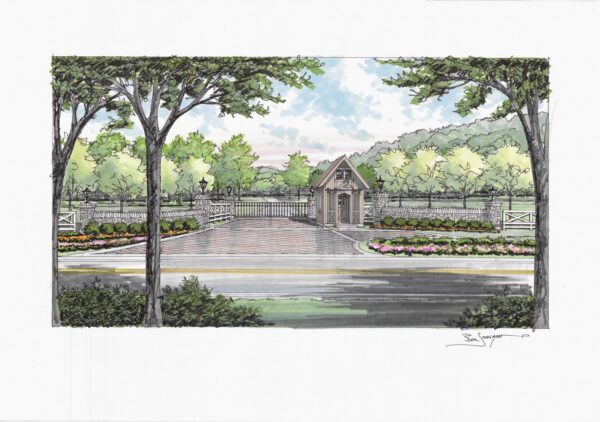 Sloan Valley Farms entrance, Baird Graham Company, Leiper's Fork, TN, Rendering by Ben Johnson (1)